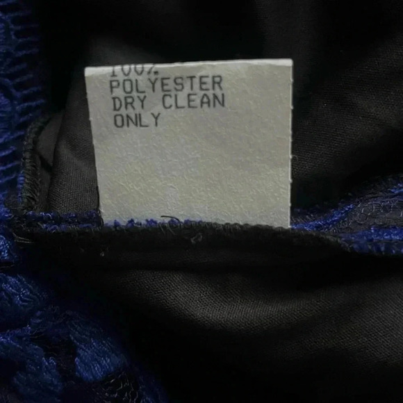 Tadashi Shoji Black Blue Lace Double V Sleeveless Fitted Ribbon Waist Dress 6 - Picture 5 of 9